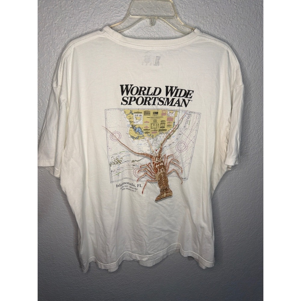 Graphic World Wide Sportsman Pocket T-Shirt Mens XL White Good